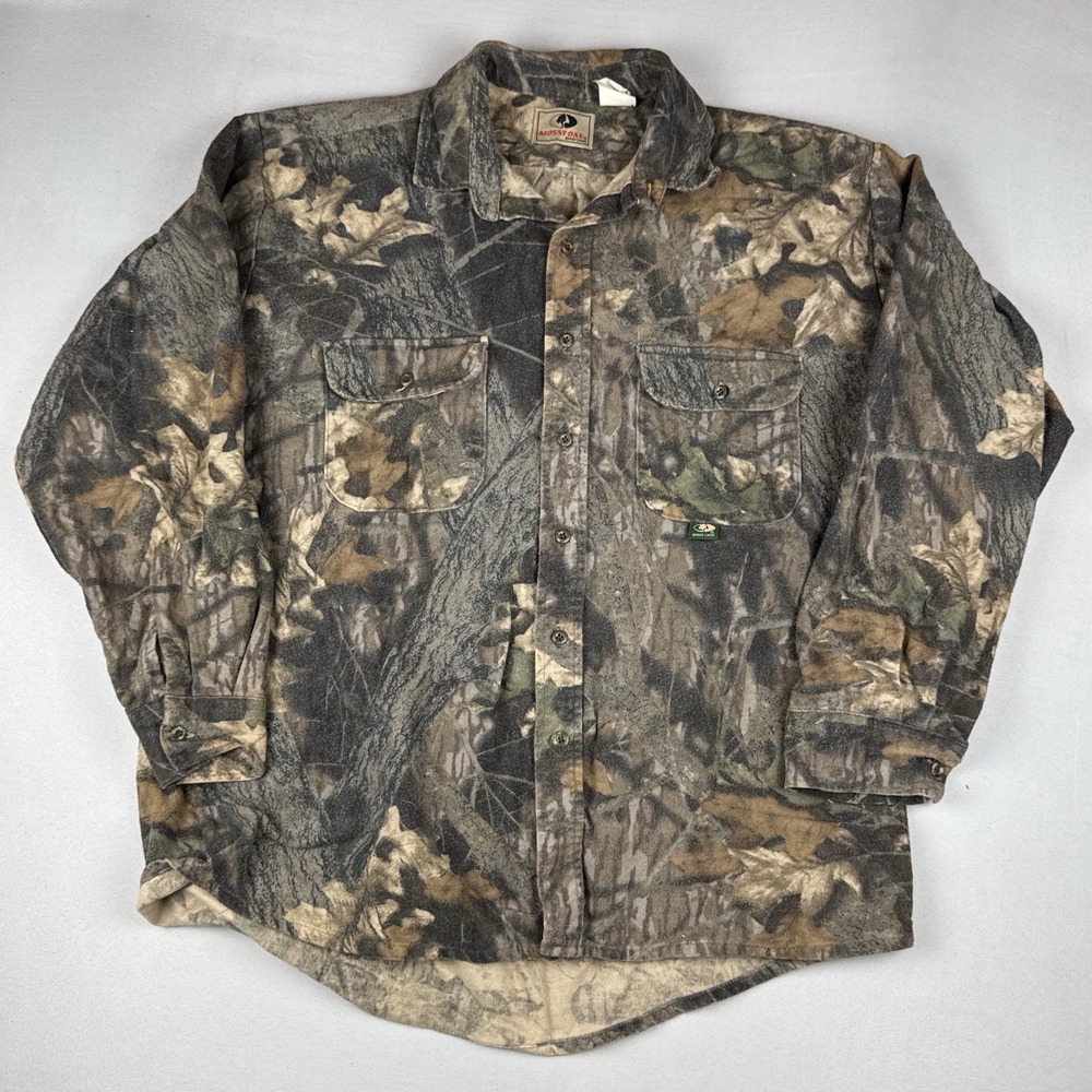 Vintage Mossy Oak Chamois Shirt USA Made Real Tree Camo Heavy XL